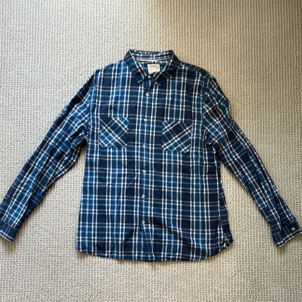 Life After Denim Blue and White Casual Button Down Shirt